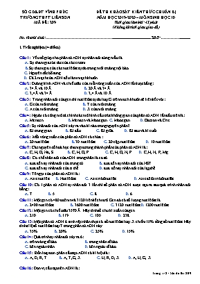 Đề thi khảo sát kiển thức chuẩn bị môn Sinh học Lớp 10 - Mã đề 209 - Năm học 2019-2020 - Trường THPT Liễn Sơn